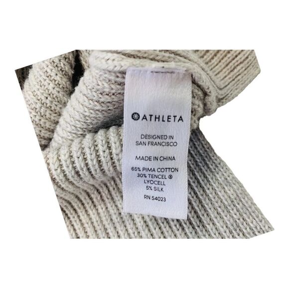 Athleta | Rest Day Hoodie Sweater Dove Grey Knit Pima Cotton Silk Blend | S - Picture 8 of 10